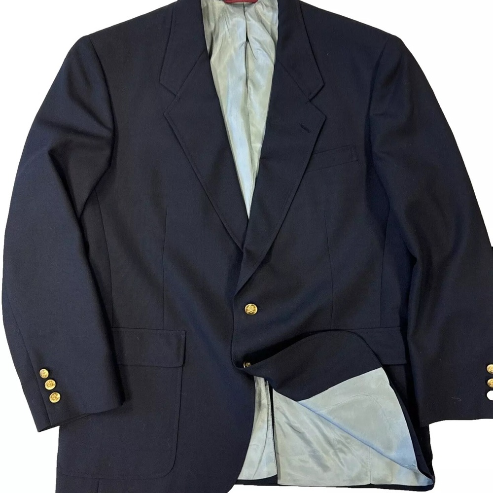 Jack Nicklaus Tournament Series Blazer Masters Blue Gold Button Wool 43R Mens